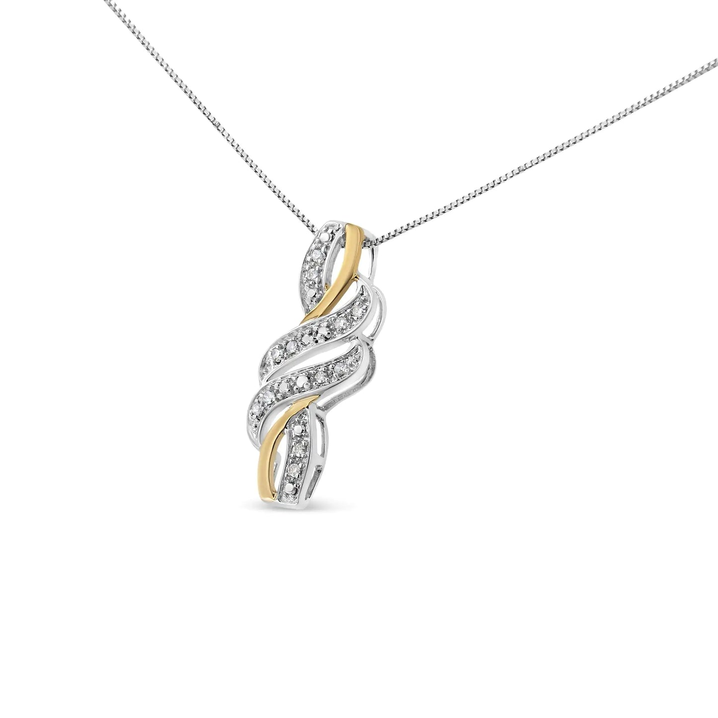 14K Yellow Gold Plated .925 Sterling Silver Round-Cut Diamond Accent Cross Bypass 18" Pendant Necklace (H-I Color, I2-I3 Clarity) - amore jewelers STORE
