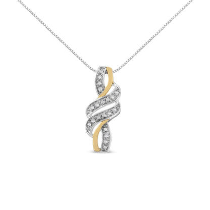 14K Yellow Gold Plated .925 Sterling Silver Round-Cut Diamond Accent Cross Bypass 18" Pendant Necklace (H-I Color, I2-I3 Clarity) - amore jewelers STORE