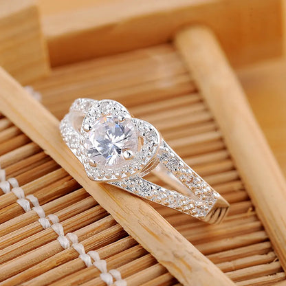 Elegant Heart Ring with Zirconia in 925 Silver - amore jewelers STORE