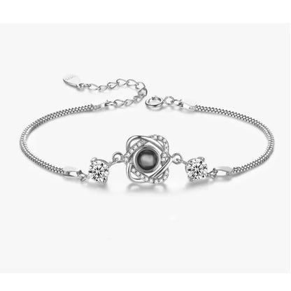 Double Heart Bracelet in Silver - amore jewelers STORE