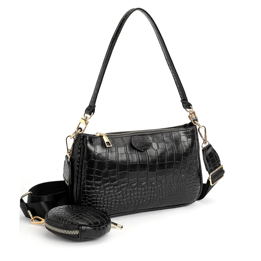 Croco PU Women's Bag – 2 Pieces - amore jewelers STORE