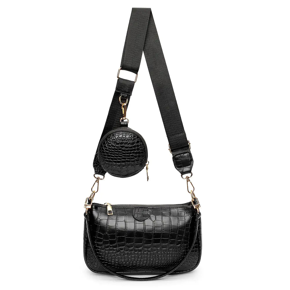 Croco PU Women's Bag – 2 Pieces - amore jewelers STORE