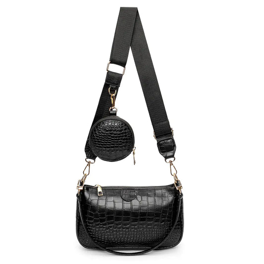 Croco PU Women's Bag – 2 Pieces - amore jewelers STORE