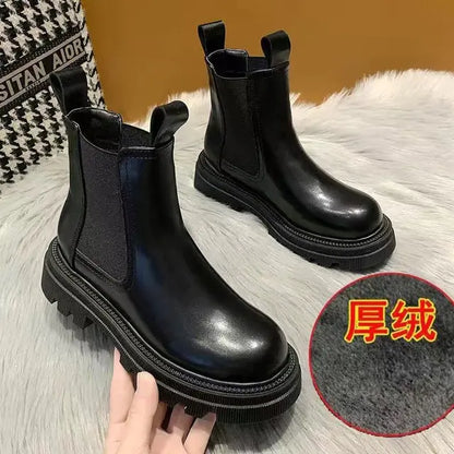 Women's Martin Short Boots - British Style with Thick Soles