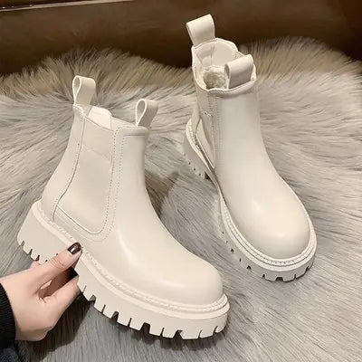 Women's Martin Short Boots - British Style with Thick Soles