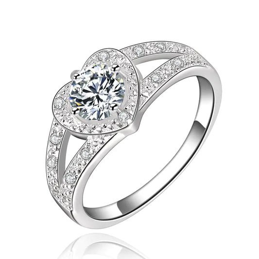 Elegant Heart Ring with Zirconia in 925 Silver - amore jewelers STORE