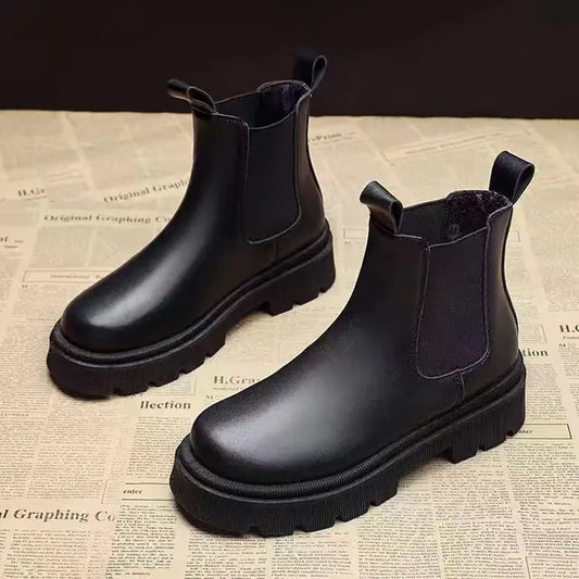 Women's Martin Short Boots - British Style with Thick Soles