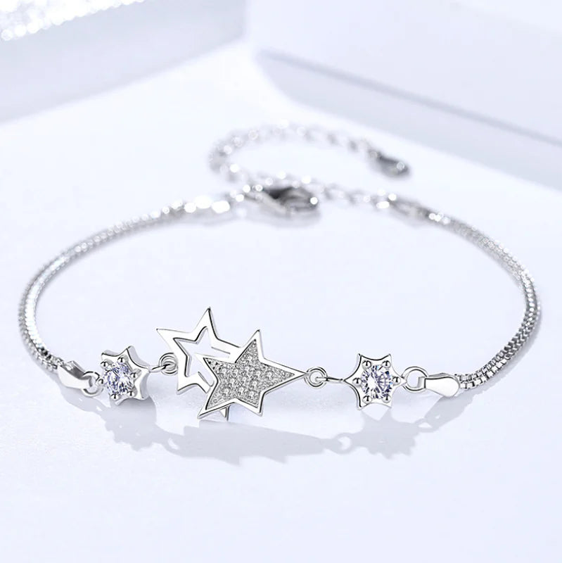 Damira – Double Star Bracelet in 925 Silver ✨ - amore jewelers STORE
