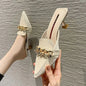 Women's Thin Heel Sandal with Metal Buckle