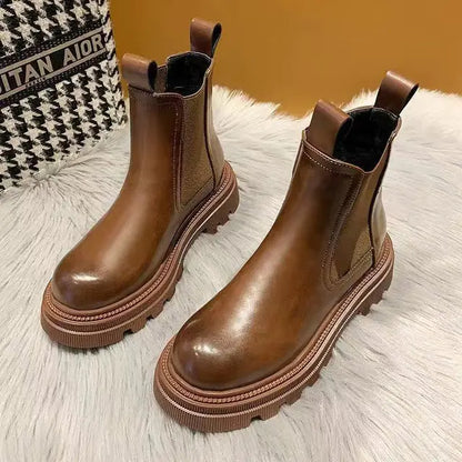 Women's Martin Short Boots - British Style with Thick Soles