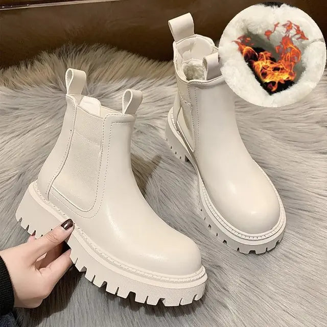 Women's Martin Short Boots - British Style with Thick Soles