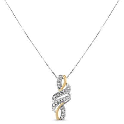 14K Yellow Gold Plated .925 Sterling Silver Round-Cut Diamond Accent Cross Bypass 18" Pendant Necklace (H-I Color, I2-I3 Clarity) - amore jewelers STORE