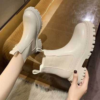 Women's Martin Short Boots - British Style with Thick Soles