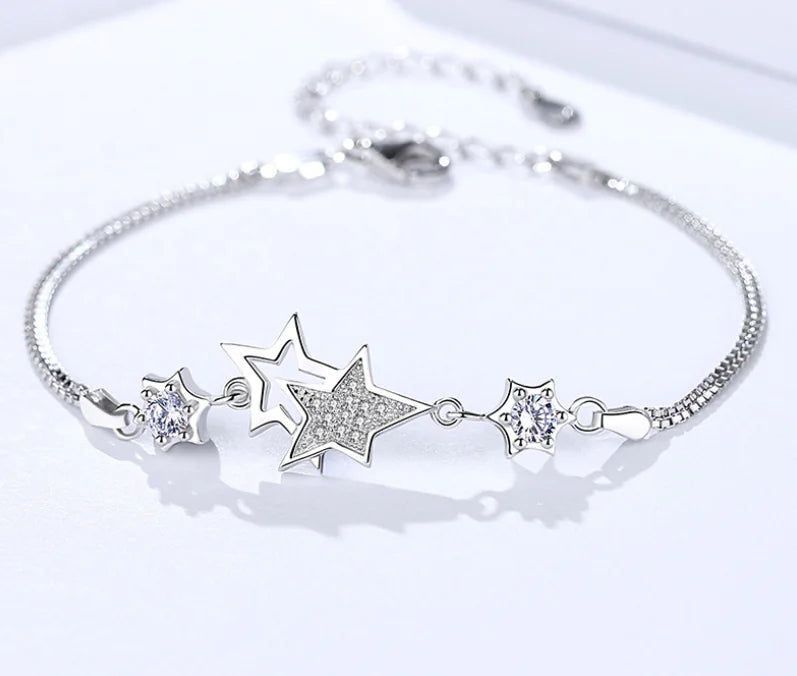 Damira – Double Star Bracelet in 925 Silver ✨ - amore jewelers STORE