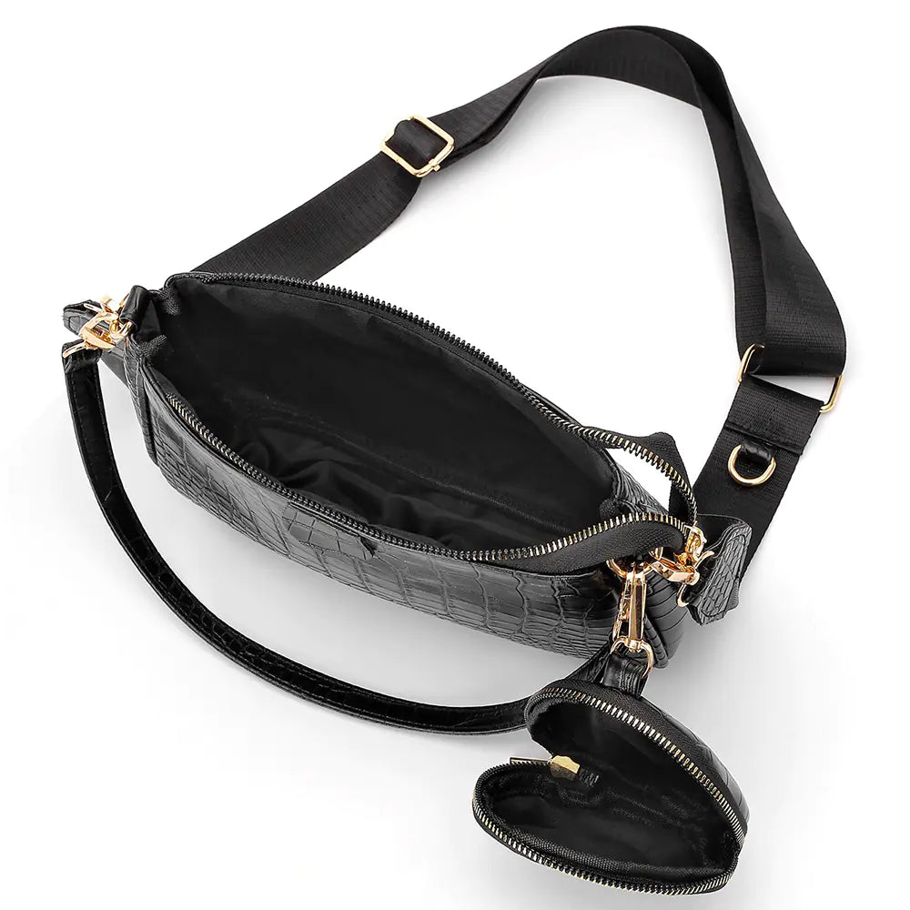 Croco PU Women's Bag – 2 Pieces - amore jewelers STORE