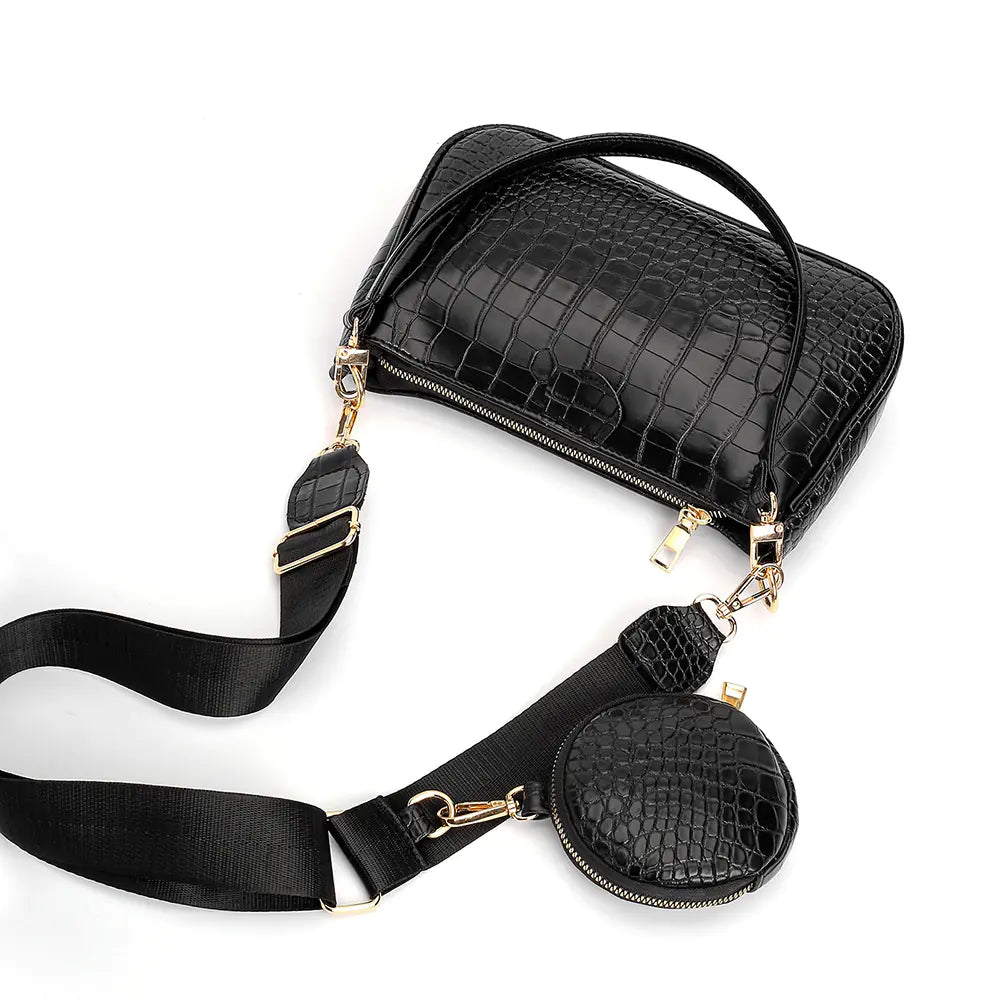 Croco PU Women's Bag – 2 Pieces - amore jewelers STORE
