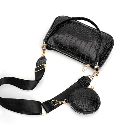 Croco PU Women's Bag – 2 Pieces - amore jewelers STORE