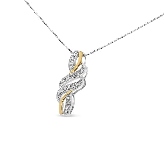 14K Yellow Gold Plated .925 Sterling Silver Round-Cut Diamond Accent Cross Bypass 18" Pendant Necklace (H-I Color, I2-I3 Clarity) - amore jewelers STORE