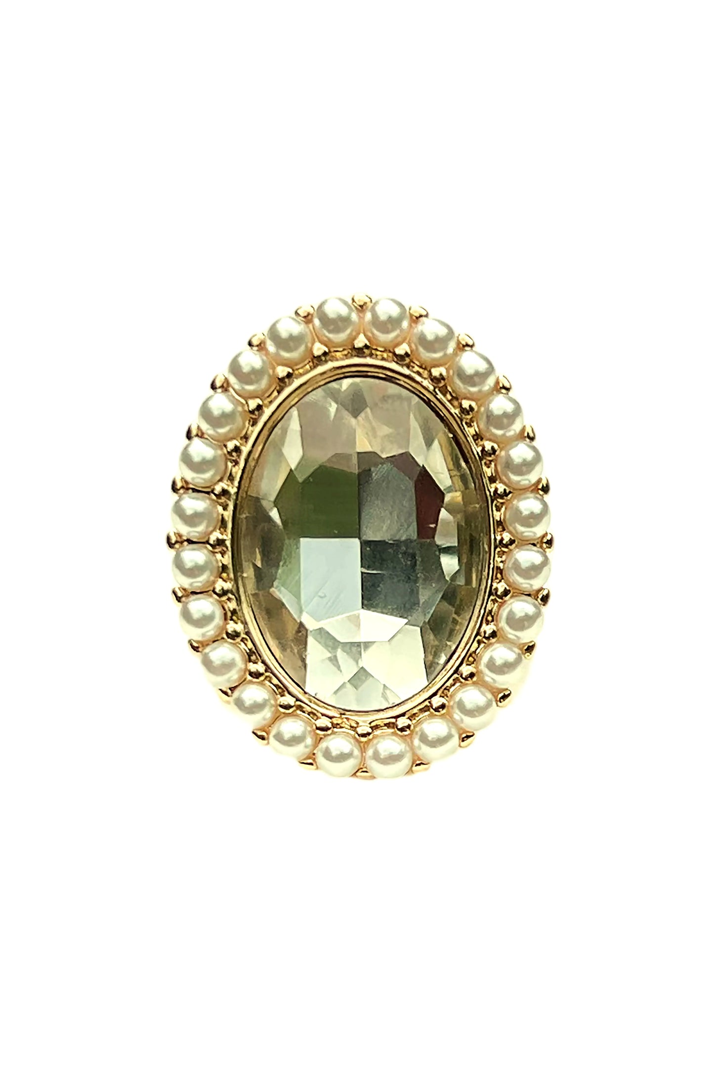 Vintage Inspired Crystal Glass Rhinestone Statement Cocktail Ring - amore jewelers STORE